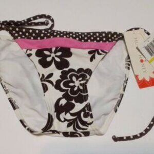 New Hula Honey Women's Brown Floral Tie Side Swim Bottom Size Medium